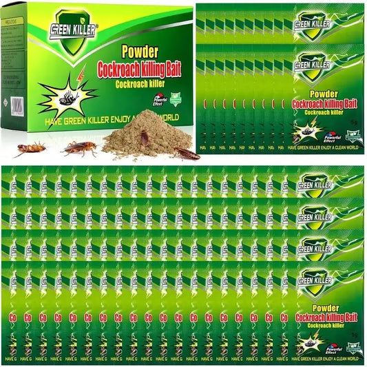 50-Pack High-Efficiency Cockroach Bait Powder, Fast-Acting Roach Killing Gel Indoor Insect Control, Kills Roaches & Eliminates Nests/Colonies, anti Cockroach Indoor Insect Control for Kitchens, Enclosed Spaces